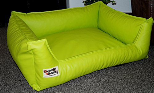 Hundebett Hundesofa Schlafplatz Kunstleder Acceso Farbe und Größe wählbar von XS bis XXL (50 cm X 40 cm, Limone)