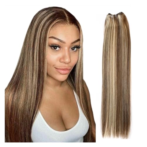 Human Hair Bundles Brasilianische glatte Haarwebart-Bündel, 35,6–71,1 cm, Höhenverhältnis, Remy-Haarverlängerungen, 100 g/Stück human hair weave (Size : 1Pcs/Lot, Color : P4-613_14INCHES)