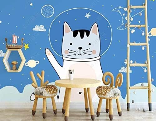 XLMING Handgemalte Blaue Katze Muster Kinderzimmer Küche Esszimmer Arbeitszimmer Wohnzimmer TV Hintergrund Wand 3D Tapete-430cm×300cm