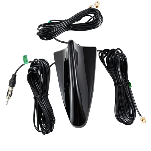 Vecys DAB DAB+ FM/AM GPS Autoantenne Haifischflosse Autoradio Antennensignalverstärker SMA zu SMB zu DIN Stecker Autodach 5 m RG174 Kabel für Fahrzeugauto Digitales FM/AM Radio GPS Navigationssystem