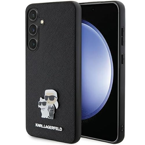 CG Mobile Karl Lagerfeld KLHCS24SPSAKCMPK Hülle Für S24 S921 hardcase Schwarz Saffiano Karl & Choupette Metal Pin