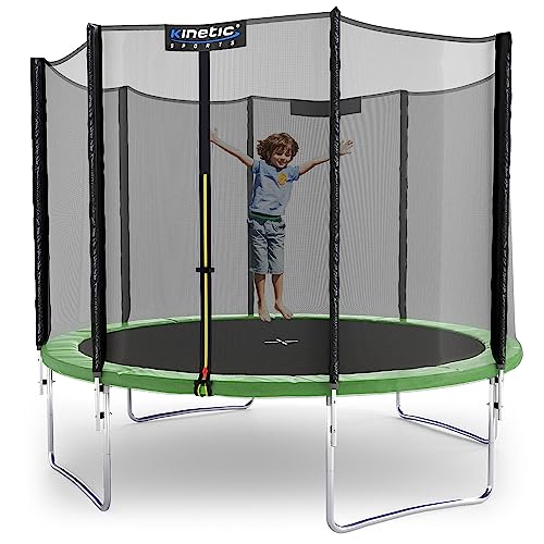 KINETIC SPORTS Trampolin Outdoor Ø 305 cm Grün | TÜV Rheinland GS-geprüft | Sicherheitsnetz, Randabdeckung | UV-beständig | Kindertrampolin Gartentrampolin Set