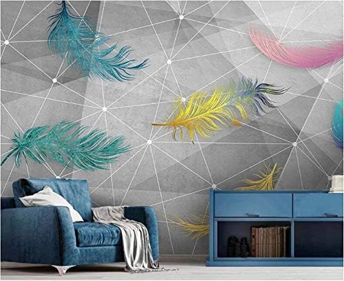 XLMING Geometrische Linien Bunte Federn Küche Esszimmer Arbeitszimmer Wohnzimmer TV Hintergrund Wand 3D Tapete-250cm×170cm