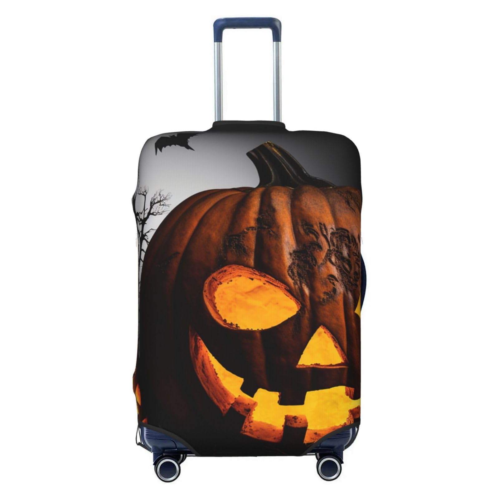 CSGJMYGS Halloween-Kürbis-Gepäckabdeckungen für Koffer, waschbar, modisch, dehnbar, kratzfest, passend für 45,7 - 81,3 cm Gepäck, XL, Schwarz, XL, Schwarz , XL