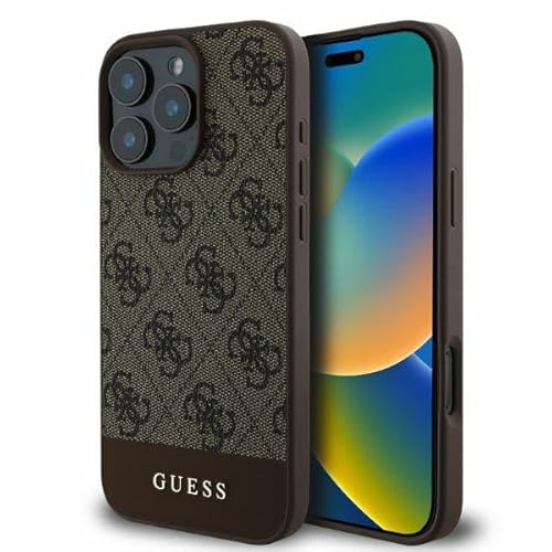 CG Mobile Guess GUHCP16LG4GLBR Hülle für iPhone 16 Pro 6.3" braun hardcase 4G Bottom Stripe