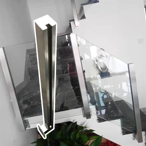 Edelstahl-Treppen-Glasgeländerpfosten-Seitenmontage, Innen-Außen-Glasbalustraden-Gebührenpfosten-Kit für Treppe/Flur/Balkon/Terrasse,rechter Endpfosten,H-80cm/31.5"