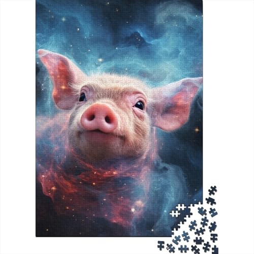 Galaxies Pigs Holzpuzzle für Erwachsene, 500 Teile, für Erwachsene, schwierige Puzzles zum Stressabbau, zum Zeitvertreib zu Hause 20,47x14,96 Zoll