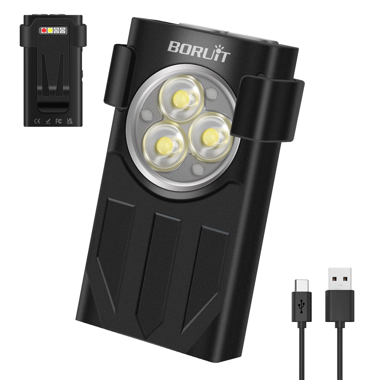 BORUIT V7 Mini Taschenlampe LED, 1100 Lumen 10-Modi Aluminiumlegierung Taschenlampe mit Schlüsselanhänger, IPX5 wasserdichte magnetische Taschenlampe für Zuhause im Freien