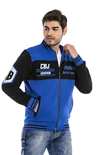 Cipo & Baxx Herren Sweatjacke Kollagejacke Freizeit Pullover Jacke Sweater CL500 Saxeblue XL