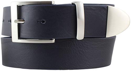 BELTINGER Gürtel aus Vollrindleder mit Spitze/Schlaufe aus Metall 4 cm | Jeans-Gürtel Damen Herren 40mm | Vollleder-Gürtel | Marine 105cm