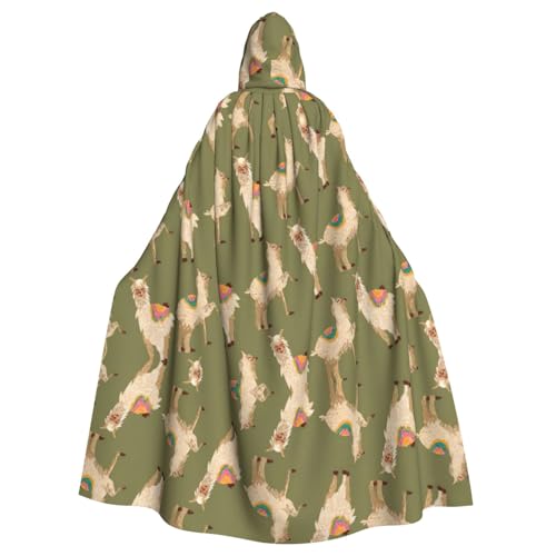 YQxwJL Alpaka Print Hooded Long Length Cape Unisex Hooded Halloween Christmas Cloak Costumes Party Cape