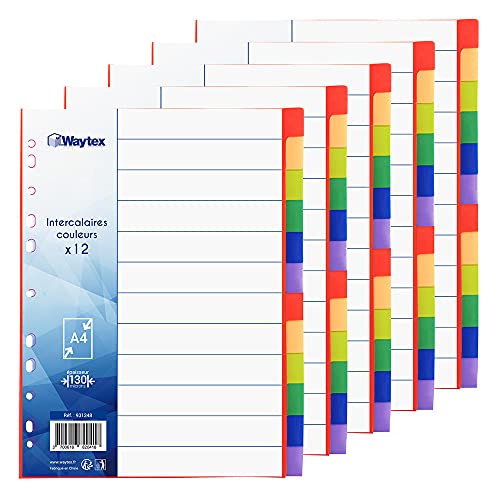 WAYTEX 931348C5 Register A4, 12 Tasten, Polypropylen, mit Index (5 Stück)