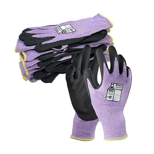 NITREX 285RP 5 Paar Arbeitssicherheitshandschuhe mit NitreGrip® Technologie, Sandy Nitril Palm Coated, Touchscreen Handschuhe, Größe 10, Größe XL