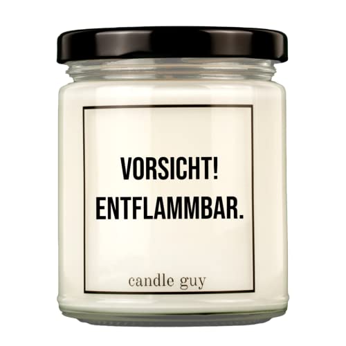 candle guy Duftkerze | Vorsicht! Entflammbar. | Handgemacht aus 100% Sojawachs | 70 Stunden Brenndauer