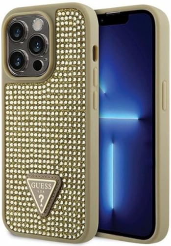 Guess GUHCP14XHDGTPD Hülle für iPhone 14 Pro Max 6.7" golden hardcase Rhinestone Triangle