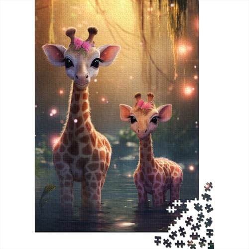 1000-teiliges Puzzle für Erwachsene, Baby-Giraffe, Holzpuzzle für Erwachsene, Puzzle-Spielzeug, Entspannungspuzzle, Spiele, Denksport-Puzzle 29,53x19,69 Zoll