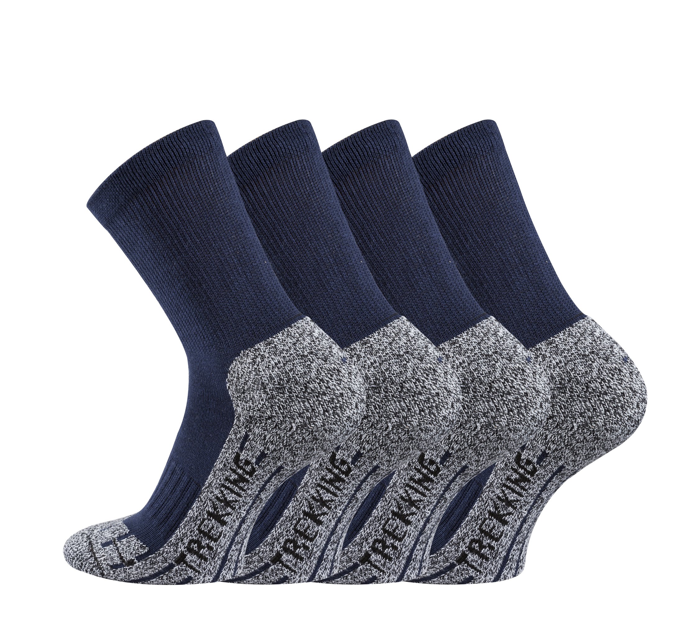 TippTexx24 Trekkingsocken, 4 Paar Trekking Socken Coolmaxsocken, Marine, 35/38