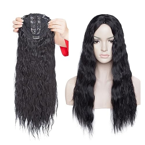 Clip-in-Haarverlängerungen 20-Zoll-Haarverlängerungen, synthetisches Wasserwellen-Clip-in-Haarteil, Clip-in-einteiliges Haar, schwarz-braunes Haarteil for Frauen Clip-in-Haarverlängerungen aus Echthaa