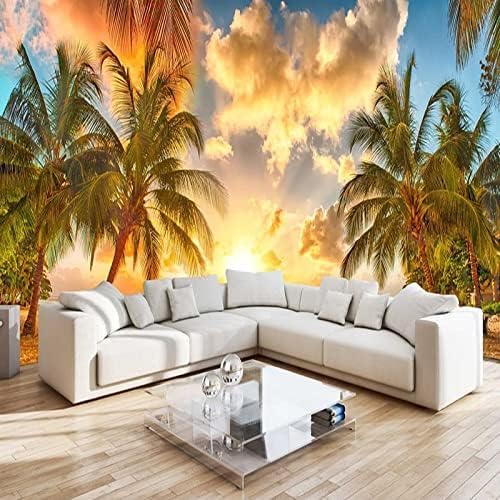 XLMING Natürliche Landschaftsmauer Sonnenuntergang Am Strand 3D Tapete Home Dekoration Wohnzimmer Sofa Schlafzimmer Tv Hintergrund Wand-350cm×256cm