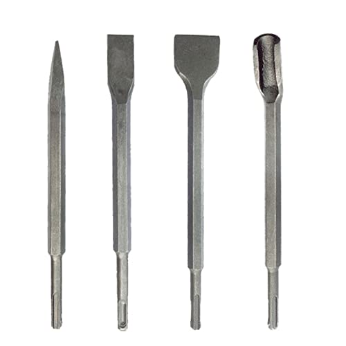 4-teiliges Meißel-Set, 250 mm, elektrischer Hammerbohrer, Punkt-Hohlmeißel, Flachbruch, Beton, Ziegel, Mauer, Bohrer-Bit-Set