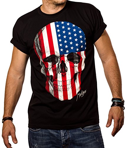 Totenkopf T-Shirt für Herren Amerika USA Flagge Skull M