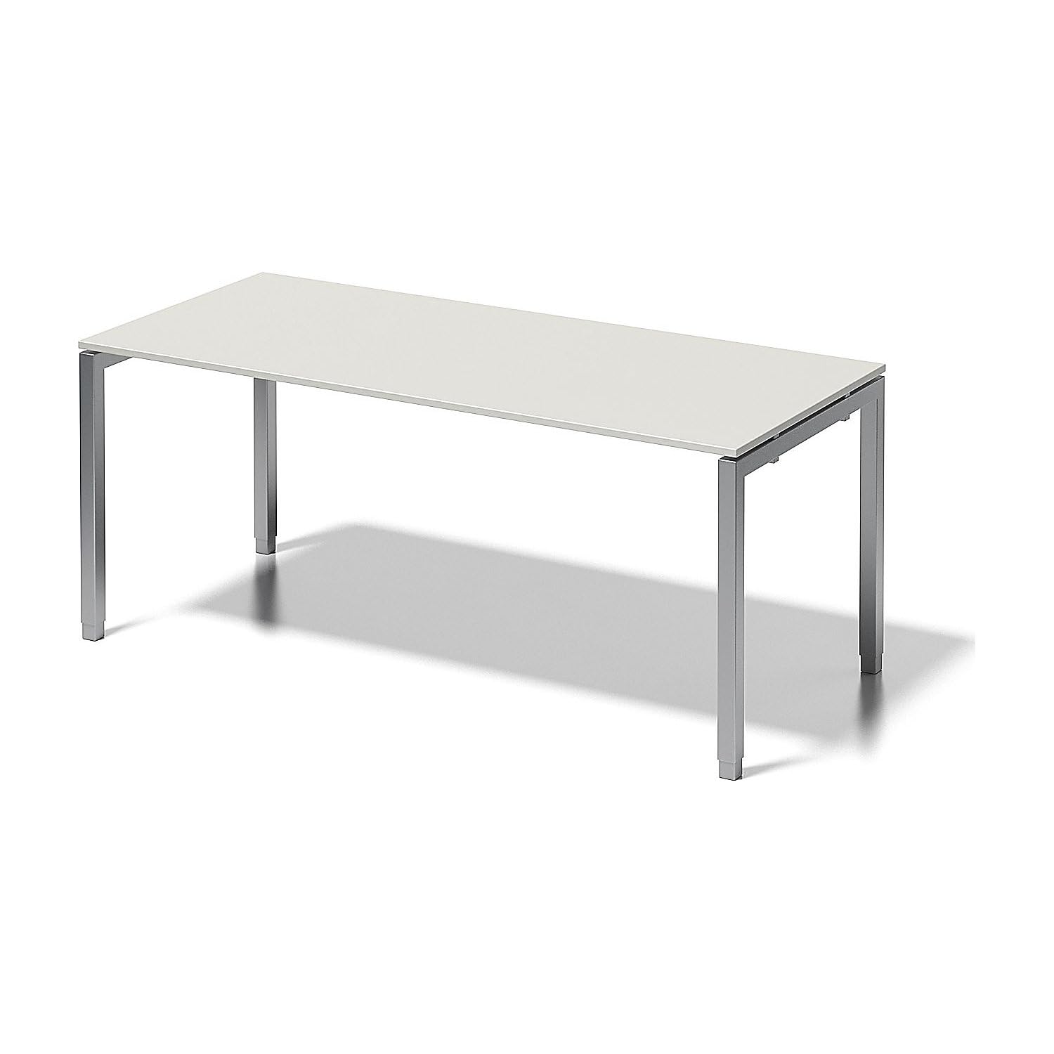 BISLEY Cito Schreibtisch, 650-850 mm höheneinstellbares U-Gestell, Metall, Gw355 Dekor Grauweiß, Gestell Silber, 80 x 180 x 85 cm