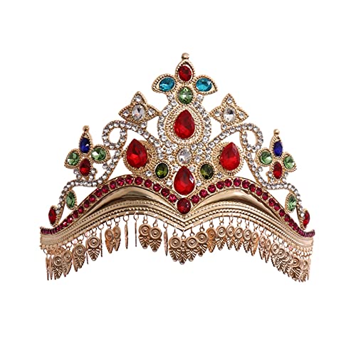 AIHEDOUJ Retro Gold Farbe Kristall Braut Tiaras Krone Strass Festzug Prom Diadem Braut Stirnband Hochzeit Haarschmuck Geschenk Stirnbänder