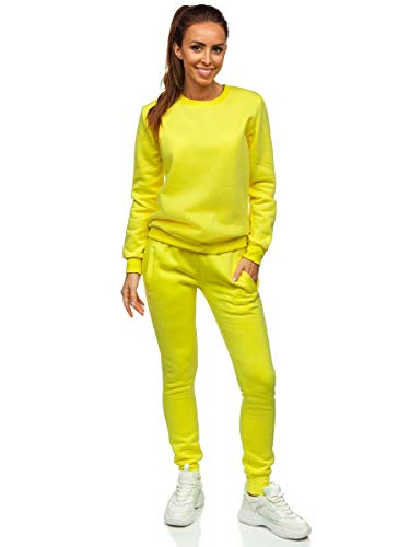 BOLF Damen Sportanzug Jogginganzug Trainingsanzüge Fitnessanzug Sweatshirt Set Tracksuit Workout Sport Fitness für Running Yoga Gym Sportswear J.STYLE 0001 Gelb XL [H8H]