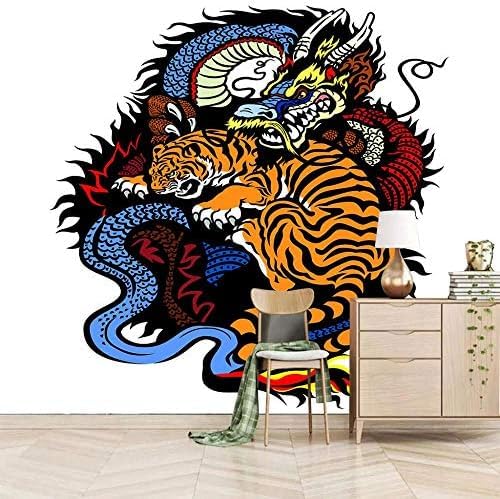 XLMING Tiger Und Drache Bilder Kinderzimmer 3D Tapeten Home Esszimmer Sofa Schlafzimmer Wohnzimmer TV Hintergrund-150cm×105cm