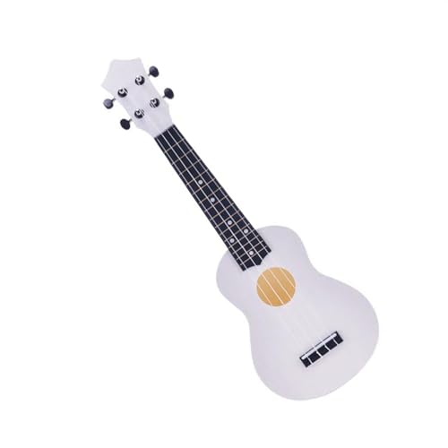 Kleine Gitarren-Ukulele Für Anfänger, Musikinstrument, 21-Zoll-Akustik-Ukulele Mit 4 Saiten Aus Kunststoff Ukulele Einsteiger Kit (Color : White)