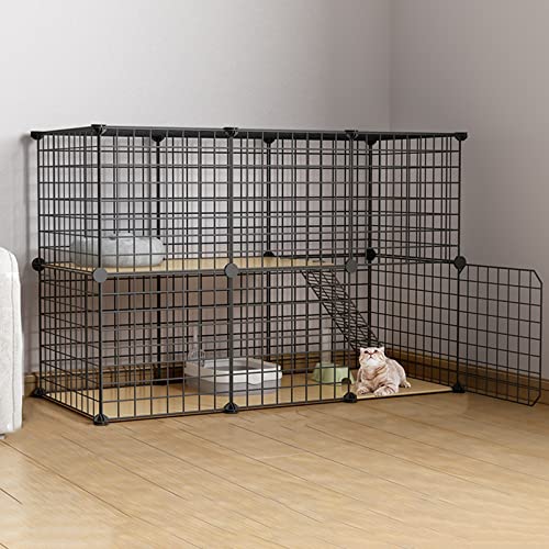 Katzenkäfig Indoor Katzenhäuser DIY Abnehmbarer Metalldraht Haustiere Outdoor Katzenlaufstall Faltbare Katzenkäfige Geeignet für 2-3 erwachsene Katzen ()