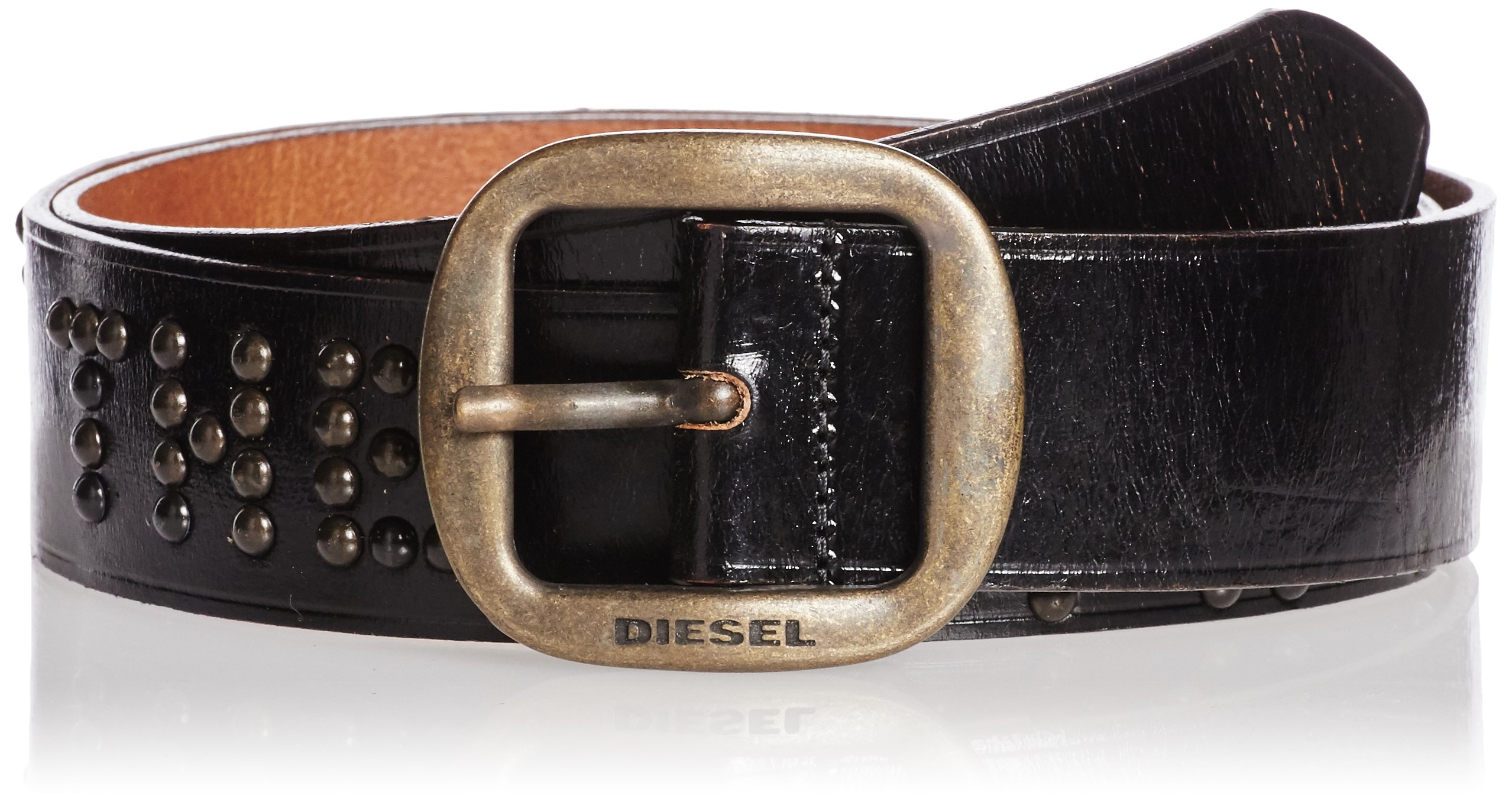 Diesel BRAVE CINTURA BELT Gürtel Herren Echtleder (Schwarz, 90 cm)