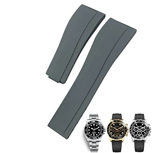 NEYENS Gummi-Uhrenarmband für Rolex Daytona Submariner GMT Yacht-Master Oysterflex Silikon-Armband mit Faltschließe, 20 mm / 21 mm, 21 mm, Achat