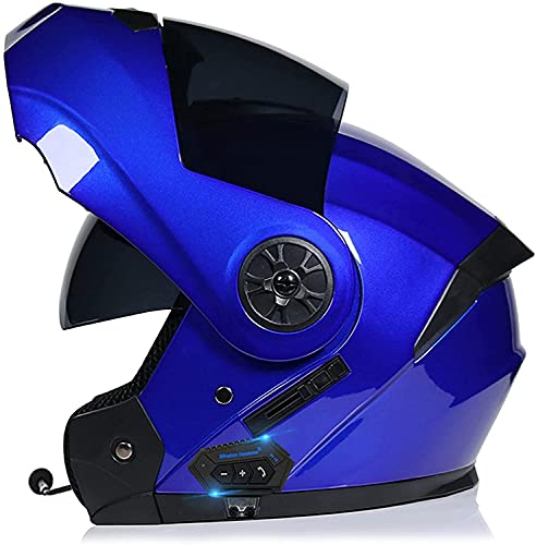 WRMIGN Bluetooth integralhelm Motorradhelm Klapphelm Integrierter Motorrad Helm Damen Herren Antifog-Doppelspiegel ECE-Zertifizierung mit Motorrad-Helm Roller-Helm mit Doppelvisie