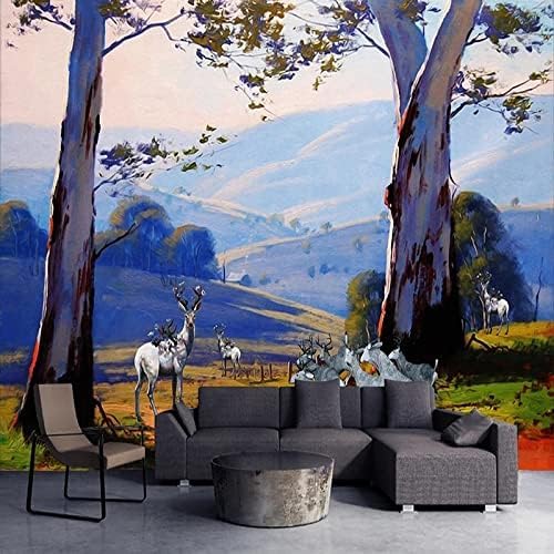 XLMING Wald Scenic Deer Ansicht 3D Tapete Home Dekoration Wohnzimmer Sofa Schlafzimmer Tv Hintergrund Wand-300cm×210cm