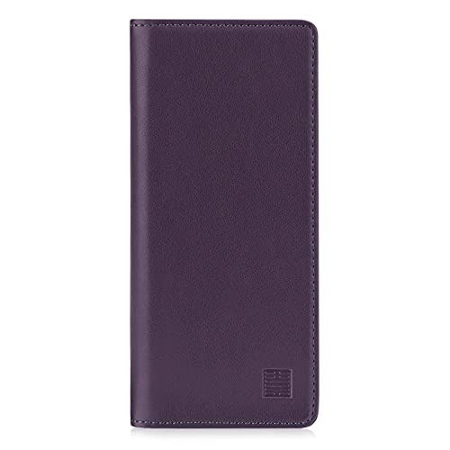 32nd Klassische Series 2.0 - Lederhülle Case Cover für Sony Xperia 5 III (2021), Echtleder Hülle Entwurf gemacht Mit Kartensteckplatz, Magnetisch und Standfuß - Aubergine