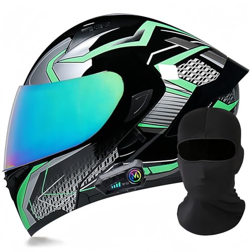 Modularer Motorrad-Bluetooth-Helm, DOT/ECE-Zugelassener, Hochklappbarer, Integrierter Motorradhelm Für Männer Und Frauen Mit Doppelvisier, Integriertem Dual-Lautsprecher 18,L59~60cm