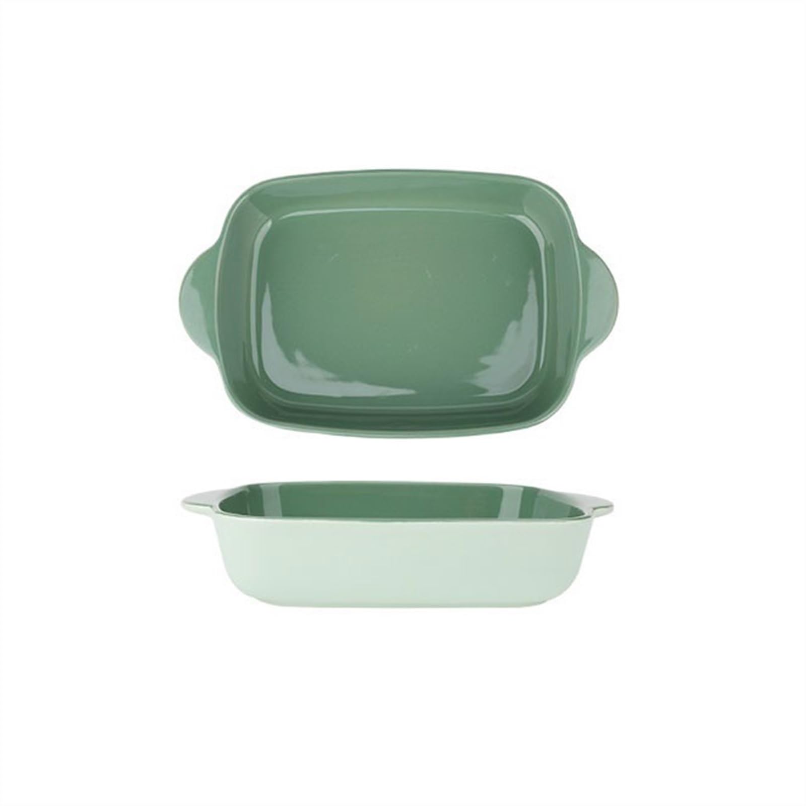 Auflaufform Backform Käse Gebackene Reisschüssel Ofen Spezialplatte Rechteckige Backschüssel Gemüseplatte Muschelplatte Keramikplatte Backform(Green,9inches)