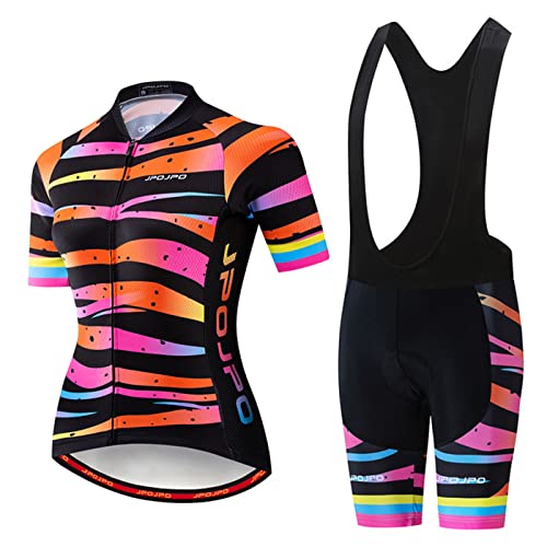 Hotlion Radtrikot Damen Sets Fahrradkleidung Frauen Kurzarm Sommer Fahrradbekleidung Rennrad Outfit JP2