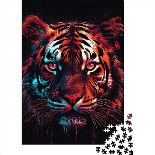 Magische Tiger, Holzpuzzle, Puzzle für Erwachsene, Teenager, Erwachsene, 1000-teiliges Puzzle, einzigartige Geburtstags (Größe: 75x50cm)