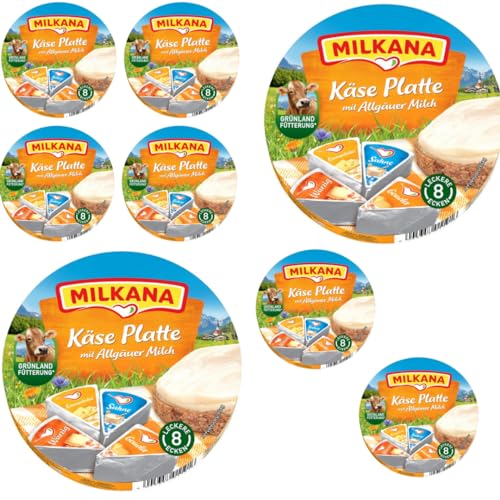 Milkana Schmelzkäse-Ecken Käse Platte 8 leckere Ecken Frischkäse käse (8x23,75gr) 190 gramm x 8 STÜCK [Frischegarantie]