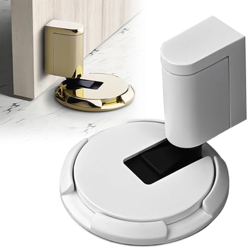 Magnetic Door Stopper for bottom of door, Punch-Free Mechanical Silent Floor Door Stop, Mechanical Floor Door Stopper, Adjustable Height Door Holder (White)