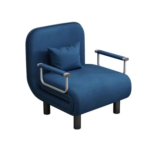 Klappbares Ottoman-Schlafsofa, 3-in-1-Multifunktions-Gästesofa, 5-Gang-Einstellung, Freizeit-Lazy-Sofa-Sessel mit Armlehne, blau-80 cm