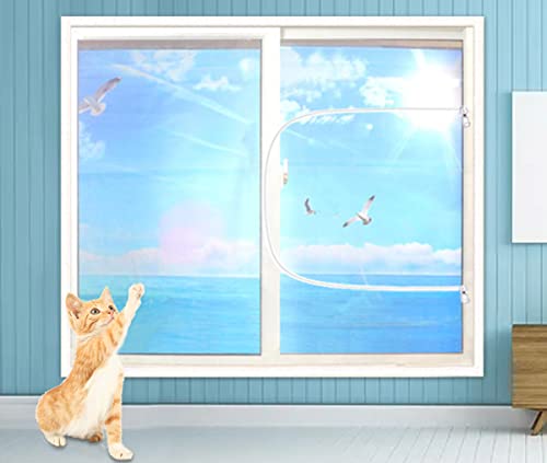 XWanitd Katzensicherheits-Fensterschutz, Mückenschutz, Balkonnetze, kratzfest, Katzennetz, selbstklebend, Fensternetz, DIY-Größe, Reißverschluss (180 x 180 cm, Reißverschluss-C)