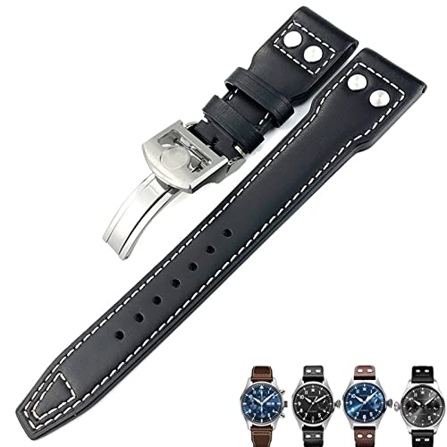 YIHANSS Für IWC Pilot Mark PORTUGIESER Portofino Uhrenarmbänder 20mm 21mm 22mm Lederarmband Schwarz Braun Uhrenarmband für Männer Armband