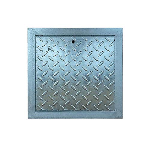 Schachtabdeckung Kanalabdeckung Stahl verzinkt begehbar 60 x 60 cm Trändenblech Kanaldeckel mit Rahmen Gullydeckel, Brunnendeckel mit Rahmen Schachtdeckel NEU