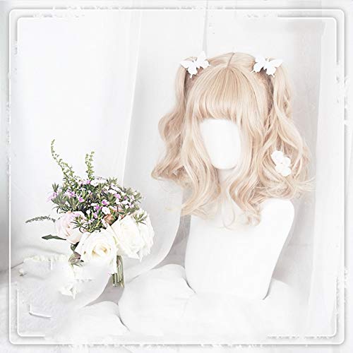 LINLINCD Cosplay wig Frauen Lolita Perücke Kawaii Cosplay Perücke Hitzebeständige synthetische Perücke Halloween Karneval Party Cosplay Mädchen Haar Perücken+Perücke Kappe als das Bild