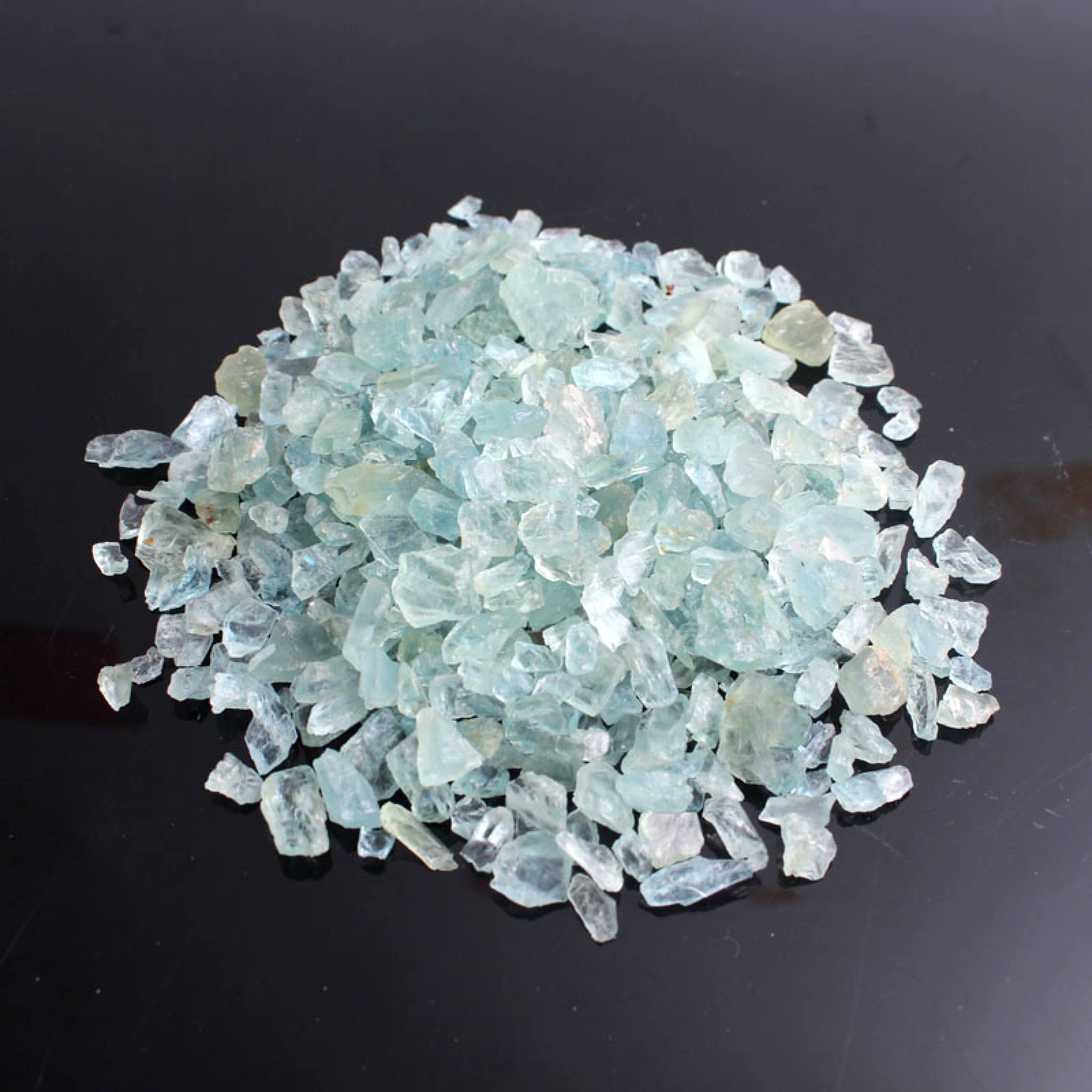 100 g natürliche blaue Aquamarin-Chips Mineralien Kristalldekoration Aquarium, Aquamarin, 100 g