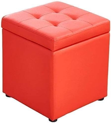 RAABYU Fußstütze Fußhocker Würfel Kunstleder Aufbewahrung Pouf Sitzbank, Spielzeugkiste mit Scharnier oben Organizer Box Pouf Truhe