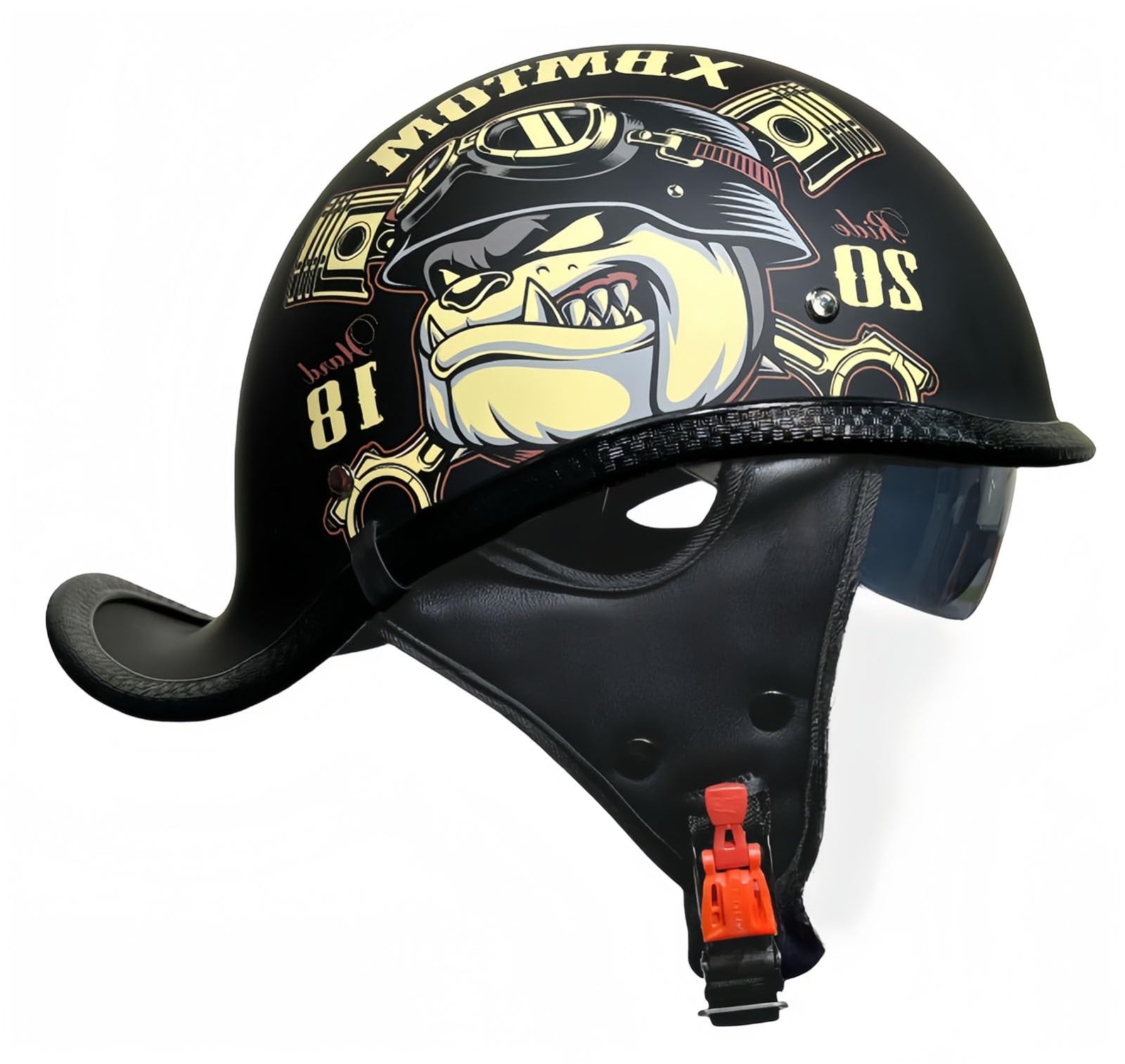 Motorradhelm Für Erwachsene, Kappe, Halber Helm, ECE-Zugelassener Offener Moped-Helm Mit Visier, Roller-Cruiser-Motorradhelm Für Männer Und Frauen D,L57-58CM